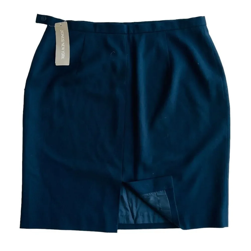 NWT Jones New York Navy Blue Wool Pencil Loire Ink Skirt sz 16